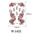 Waterproof henna lace floral tattoo sticker W-1433 in red brown 148x208mm size - Deep Red Floral and Vine (W-1433S)