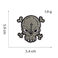 Detailed view of skull embroidery patch with 5.9cm x 5.4cm dimensions on white background - Style 5# (Frontal Skull)