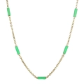 Collier minimaliste en acier titane 1,5 mm avec perles émail vert sur chaîne dorée - Chaîne Dorée Perle Verte (KN232184-Z)