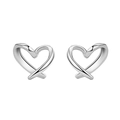 Orecchini a lobo a cuore traforato in argento sterling S999 con elegante design incrociato - Argento puro S999 / Argento