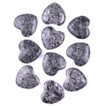 Set of 10 heart-shaped gray spotted natural stones with polished granite texture - Granite