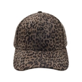 Classic leopard print baseball cap with deep brown velvet texture and curved brim - Deep Brown Black Suede Leopard (Series C-01)
