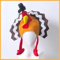 Funny Thanksgiving plush turkey hat with a black top hat for festive holiday parties - One Size / Turkey Style