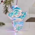 Ornamento LED Babbo Natale iridescente appeso a un ramo di albero di Natale, 16cm x 13cm - Babbo Natale Luminoso