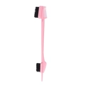 Pink double-sided eyebrow brush and hairline comb tool with black bristles and fine comb - 4-Head Style Brow Brush Pink