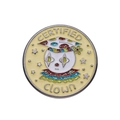 Spilla smaltata Certified Clown con glitter colorati e incisione metallica - Pagliaccio Certificato (xz9477)