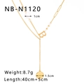 Dettaglio della collana doppia dorata con lettera B e ciondolo a perla dimensioni - Collana a Doppio Strato Ritratto di Dea Barocca Lettera B (NB-N1120)
