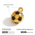 Ciondolo a forma di calcio in acciaio dorato con smalto nero e diametro di 13 millimetri - Ciondolo Calcio Nero Oro in Acciaio Inossidabile (PJ92632B)