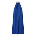 Elegantes marineblaues Midikleid mit Neckholder, fließender Silhouette und Seidentextur - XS / Königsblau