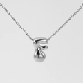 Collana con alfabeto in argento lucido con ciondolo 3D lettera F dal design fluido - Argento-Lettera F