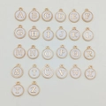DIY jewelry 26-piece set of gold-bordered white enamel round English letter pendants - Letter A / White