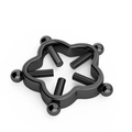 Polished black non-piercing clover nipple shield with five adjustable metal screw probes - Plum Blossom - Black
