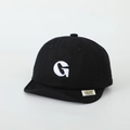 Detailed view of kids cotton baseball cap with letter G embroidery and soft brim edge - 50cm (1-3 Years) / Black