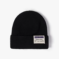 Bonnet en maille noire avec écusson thème carte d'embarquement pour l'hiver - Taille unique / Noir