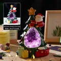 Amethyst crystal geode Christmas tree lamp with Santa and festive decor 16.5x11cm - Christmas Tree with Amethyst Geode / 16.5*11cm