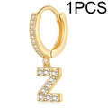 Elegant gold plated letter Z hoop earring with micro-paved sparkling cubic zirconia stones - Single Letter Earring Z