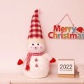 Muñeco de nieve de felpa luminoso con gorro de cuadros rojos y luces LED cálidas de Navidad - Con Luces LED / 70cm