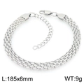 Silver woven titanium steel bracelet 185x6mm with lobster clasp and adjustable chain - Silver Slim Braided Style (KB205847-ZCG) / 185x6mm/9g