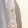 Bohemian gold crescent moon and crystal sun catcher pendant with rainbow light spots - Style 27