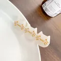 Three-cat design acetate hair clip in pearly white with gold cat face details - 6.5cm / Mermaid White