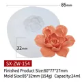 Flower shaped silicone mold with orange floral resin finished piece shown in 80x77x27mm size - Coral Flower ZW-154