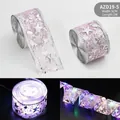5CM x 2M Silver double-layer LED ribbon string light with star and music note print - Battery Box Flashing String / 2 Meters / Pink