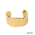 Brazalete abierto en C ancho de oro pulido con bordes ondulados irregulares - Oro Pulido (KAS1192)