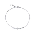 Minimalist 925 sterling silver chain bracelet featuring cubic zirconia charms and S925 tag - Platinum Plated Spaced CZ Bead Bracelet 1.61g