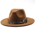 Detail of wool fedora hat featuring a vibrant snakeskin band with a gold buckle - L(58-60cm) / Khaki