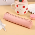 Pink PU leather pencil case with gold zipper and Modern embossing on desk - ☽☽pink☽☽ / ☽☽20*4.5*3.5cm☽☽