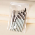 8-piece light grey makeup brush set with functional heads and clear storage bag - 8-Piece Set / Cyan Grey [PE Bag]