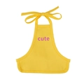 Yellow dog bib with pink cute print, cotton twill pet apron for small puppy protection - S / Turmeric