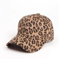 Detailed close-up of leopard print baseball cap featuring high-density twill cotton fabric - Adjustable / Leopard Coffee