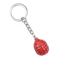 Portachiavi con ciondolo a forma di granata rossa e anello in metallo argento - Diaspro Rosso