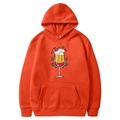 Bright orange Christmas hoodie featuring a Santa's Shandy graphic and drawstring hood - S / Tops / Bright Orange - Santa's Shandy Print (35)