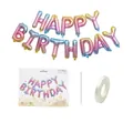 Rainbow gradient Happy Birthday letter foil balloon set with ribbon and straw - Gradient