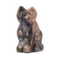 Spotted natural stone cat figurine in black and blue marbled texture with smooth finish - 1.5 Inch / Blue Flash Stone