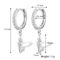 S925 sterling silver lightning bolt huggie earrings with cubic zirconia stones - Silver-Micro Pave Zirconia