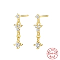 Elegant S925 sterling silver drop earrings featuring tassels and sparkling cubic zirconia - 925 Silver / Gold Cross Drop