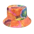Artistic tie-dye bucket hat with colorful watercolor print and multi-row stitching on the brim - M (56-58cm) / Colorful Abstract Watercolor (1#)