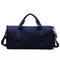 Large capacity navy blue nylon travel bag with wet dry separation for fitness and yoga - Dark Blue