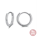 Polished S925 sterling silver hoop earrings in classic silver finish for women - APE37-Silver