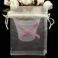 Translucent white organza drawstring pouch for jewelry and gift packaging - Milky White; 5x7cm