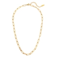 Collana minimalista a catena a graffetta dorata con marchio K18 e chiusura a moschettone - Collana a Catena con Trama a Torsione