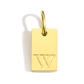 Detail of 18k gold plated rectangular pendant with letter W engraving and top bail - Pendant W (Without Chain)