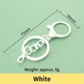White metal figure-8 keychain set with lobster clasp and flat ring, 75mm length - Standard / White