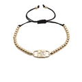 Adjustable black rope bracelet featuring gold beads and a micro-paved zircon star charm - B0083 Star