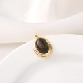 Retro oval tiger stone pendant with 18K gold plated edge and dark marble texture - Type D Oval / Gold