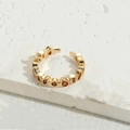 Anello regolabile placcato oro con zircone ambra in una montatura geometrica vintage - Zircone Rosso