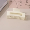 Matte white rectangular claw clip with hollow design for minimalist women hair styling - #22 Frosted Milk White - 10.5cm / Bulk (No Packaging)